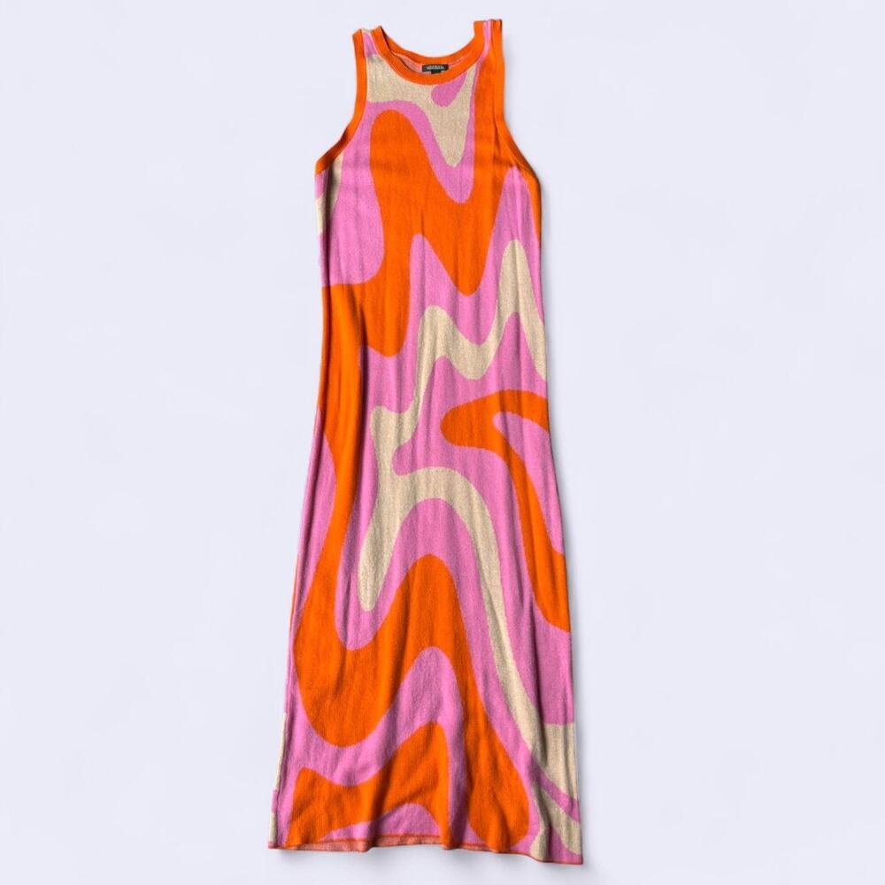 Wild Fable Target Orange and Pink Sweater Knit Midi Dress size L
